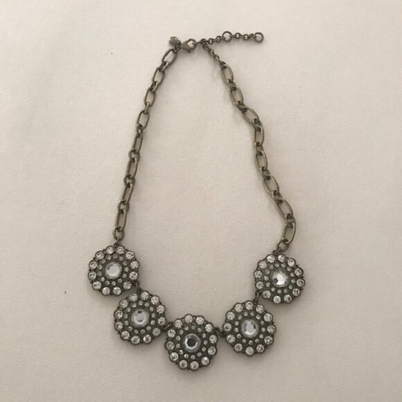 Like new J. Crew Silvertone Layered glass Circle necklace. - Picture 1 of 3